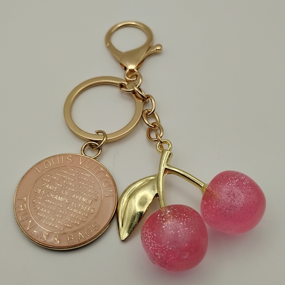 Louis Vuitton Pink and Gold Glitter Cherry Key Holder - Picture 3 of 3